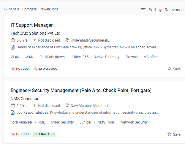 Fortinet Firewall internship jobs in Mangaf