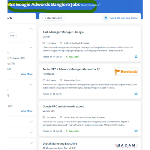 Google Adwords (PPC) internship jobs in Al Abdali