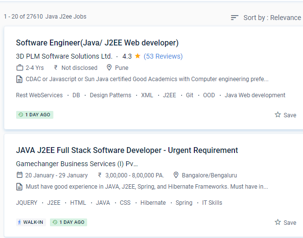 Java J2EE internship jobs in Kuwait